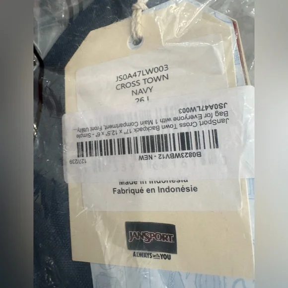 JanSport Cross Town Backpack 17" x 12.5" x 6" - Simple Bag - Picture 9 of 12